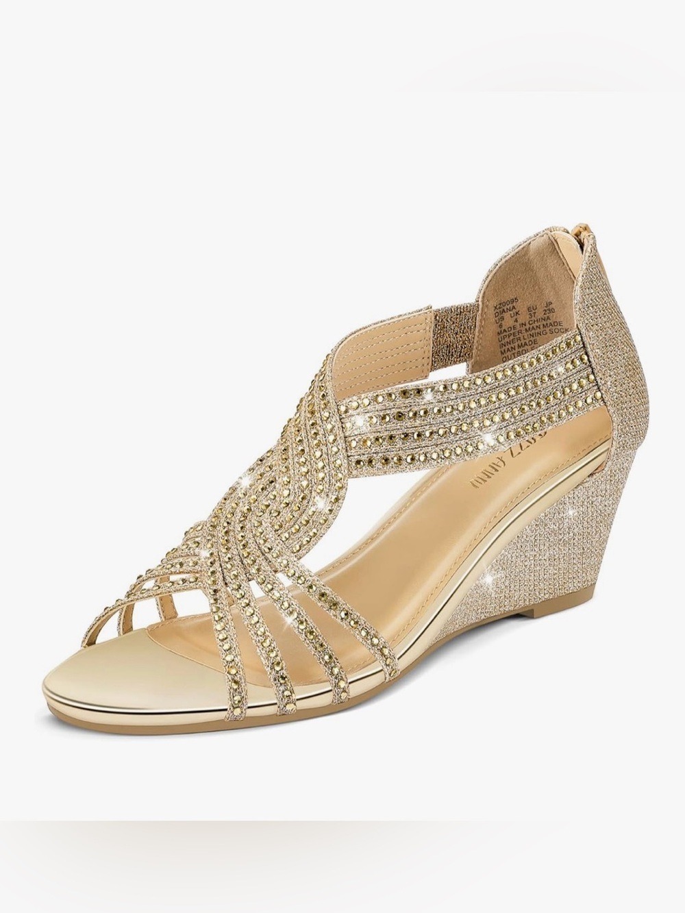 Gold Sparkle Wedge Sandals Women Size 9.5